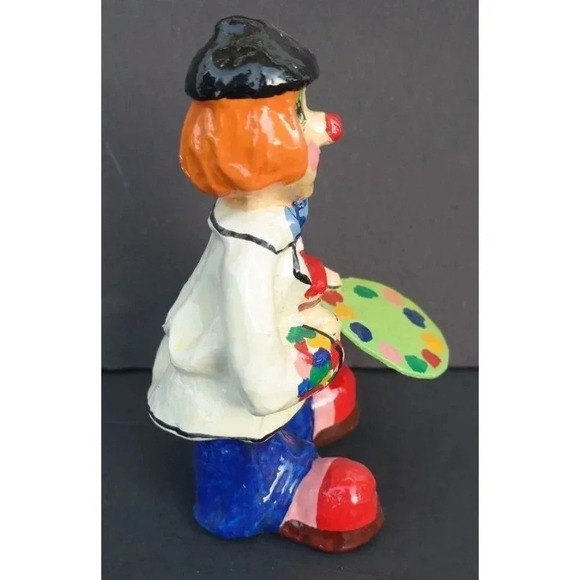Vintage 1980's Paper Mache (Funny) Painting Clown Table Top Statue Art - Picture 5 of 5
